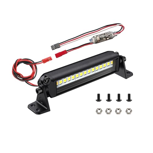 RC Light Bar 15 LED 2.95 Inch Aluminum RC Lights RC Crawler Accessories for Axial SCX10 Traxxas TRX4 TRX4M Arrma Senton Redcat GEN7 1/10 1/18 Scale Rock Crawler Truck RC Car Roof Light Kit