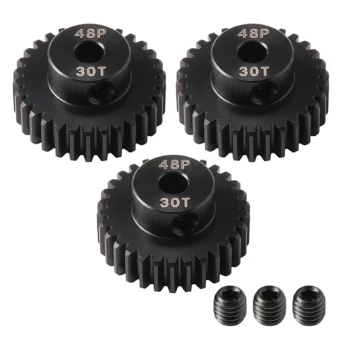 48P Pinion Gear 30T 3.175mm (1/8 Inch) Shaft, Hardened Steel Motor Gear, Precision CNC Machined, Compatible for TRX4, for 1/10 1/12 Scale RC Car Truck Crawler 3650 3660 Brushless 540 550 Brushed Motor - color: 30T