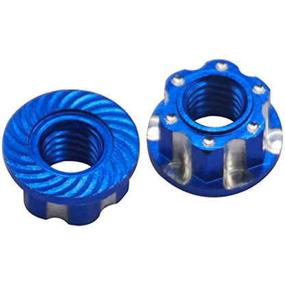 4Pcs Hexagonal Nuts, M4 Aluminum Alloy RC Wheel Hex Nuts Compatible with HSP Sakura D3 D4 1/10 RC Car (Blue) - color: Blue