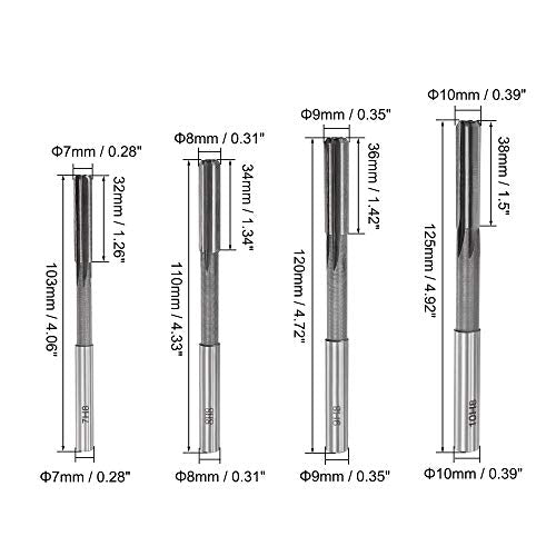 uxcell Chucking Reamer Set Lathe Machine Reamer Straight Flute Milling Cutter High Speed Steel H8 Tolerance (2mm 3mm 4mm 5mm 6mm 7mm 8mm 9mm 10mm) 9pcs - style: H8