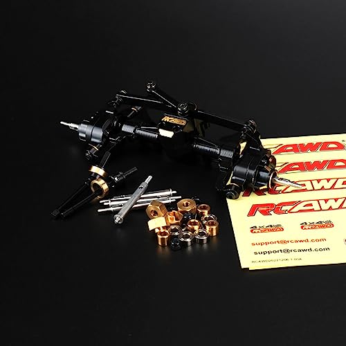RCAWD Fourth Version Brass SCX24 Front Portal Axles, Wide Axle, Highly Rigid Driveshaft, Thickened Screws for Axial 1/24 SCX24 & AX24 Series Upgrades Parts Black - color: Front Black