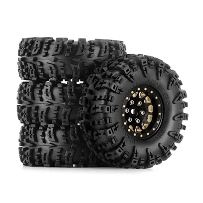 INJORA 1.3" Swamp Claw Tires 70 * 27mm & Wheel for 1/18 1/24 RC(Black Gold) - color: Black Gold