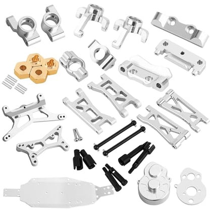 Rc Steering Cup Parts For Losi Micro B 2WD RTR 1/24 Steering Blocks C Hubs Suspension Arms Bulkhead Shock Mount CVD Shaft RC Car For Buggy Upgrade Parts(Silver) - color: Silver
