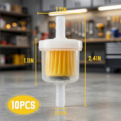 10 PCS 1/4 Inch Gas Inline Fuel Filter with Magnet, Universal Small Engine Fuel Filter Replacement, Compatible with Gasoline Generators, Motorcycles, Scooters, ATVs
