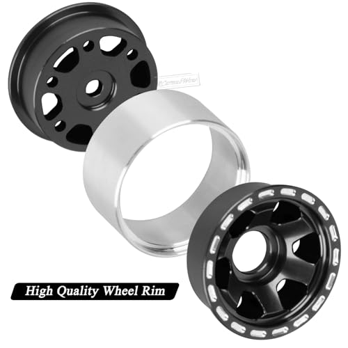 1.0 Beadlock Wheel Tires Set for 1/24 SCX24,1/18 TRX4M RC Crawler Car,1.0 Beadlock Wheels 1.0 Beadlock Tires RC Upgrades Part,4pcs,Black - color: Black(4pcs)