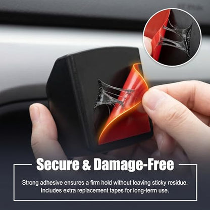 Car Key Fob Holder, Multifunctional Dashboard Storage Box with Card Slot, Anti-shake Garage Key Remote & Card Organizer, Self-adhesive Interior Accessory for Cars Trucks SUVs (Black)
