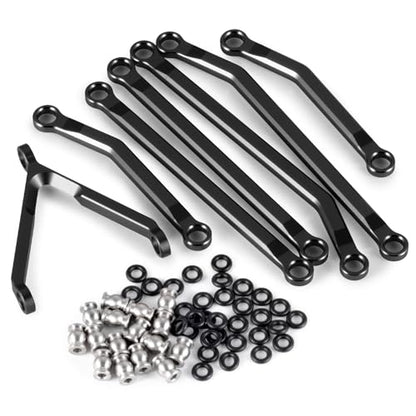 RCHUBAM 7Pcs RC Chassis Links High Clearance Aluminum Links Set Compatible with Axial SCX24 1/24 GX 470 RC Crawler Upgrade Accessory (Black) | Aluminum Chassis Link Kit, RC Crawler Upgrade Parts,2 Color-Black/Red - style: Black