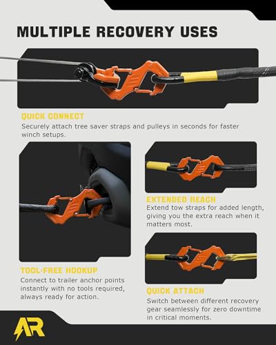 3/8" S Tow Hook, G80 Steel Quick Winch Shackle 33,000Lbs Break Strength, Heavy Duty Off-Road Recovery Connect Hook for SUV, Truck, Trailer & Towing Applications, Orange | G80 Steel Heavy Duty Off-Road Recovery Connect Hook for SUV, Truck, Trailer & Towing