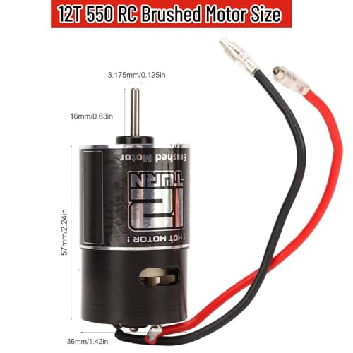 Motor 12T 550 Brushed Motor Compatible with ARRMA Mega 1/10, Granite, SENTON, Typhoon V3 RC Car