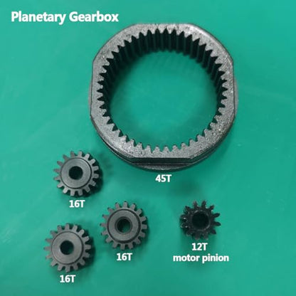 Metal Front Planetary Gearbox Transfer Case Transmission Drive Shaft Skid Plate Set for 1/10 RC Rock Crawler SCX10 II 90046 Chassis Metal Prefixal Gearbox Upgrade (Silver) - color: Silver