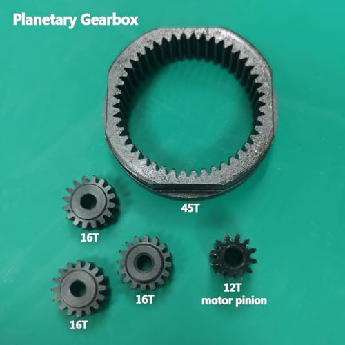Metal Front Planetary Gearbox Transfer Case Transmission Drive Shaft Skid Plate Set for 1/10 RC Rock Crawler SCX10 II 90046 Chassis Metal Prefixal Gearbox Upgrade (Black) - color: Black