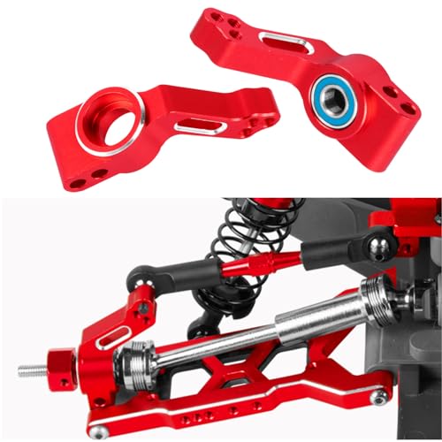 Upgrades Parts for 1/10 Slash VXL 2WD/Stampede VXL 2WD/Rustler VXL 2WD/Bandit VXL 2WD,Aluminum Front Steering Block Knuckles & C-Hubs Caster Blocks & Rear Hubs Hops Up,Red - color: Red(upgrades Parts)