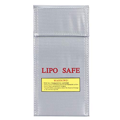 Glass Fiber Lithium Ion li po Safe Bags Fireproof Explosion Proof Storage Pouch Box Protector for Charging and Storage 10x20cm Silver , Battery Bag , Glass Fiber Lithium Ion li po Safe Lipo Bags