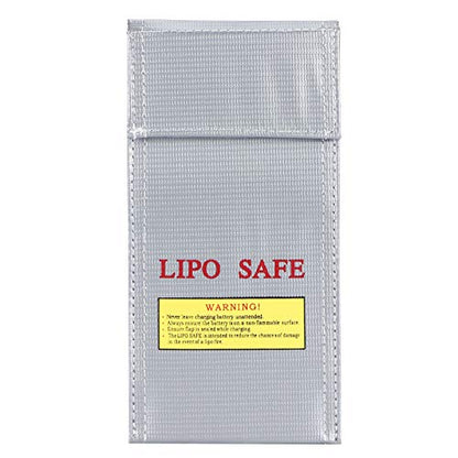 Glass Fiber Lithium Ion li po Safe Bags Fireproof Explosion Proof Storage Pouch Box Protector for Charging and Storage 10x20cm Silver , Battery Bag , Glass Fiber Lithium Ion li po Safe Lipo Bags