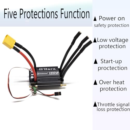 O'Hara 150A 2-6S LiPo ESC Waterproof Brushless Electronic Speed Controller with BEC and XT90 6.0mm Banana Head Connector for RC Boats Model Ship - size: 150A ESC