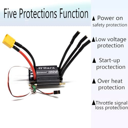 O'Hara 150A 2-6S LiPo ESC Waterproof Brushless Electronic Speed Controller with BEC and XT90 6.0mm Banana Head Connector for RC Boats Model Ship - size: 150A ESC