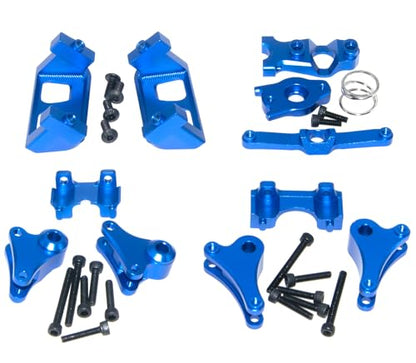 Upgrade Compatible with Traxxas 1/16 E-REVO Mini Slash Rc Car Body Post Mount & Skid Plate & Axle Carriers Knuckle Arm & Suspension Rocker Arms & Steering Full Set Aluminum Alloy Parts(Dark Blue) - color: Dark Blue