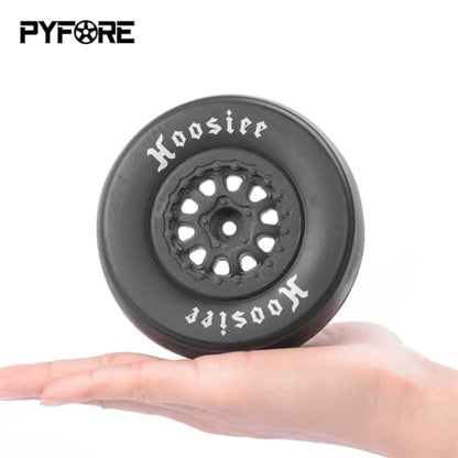 1/10 RC Racing Slick 105x45mm Tires & Wheels Set: Rubber Tires on 12mm Hex Rims for Traxxas Slash, ARRMA Senton, LOSI Short Course Truck - Upgrade (4Pcs)