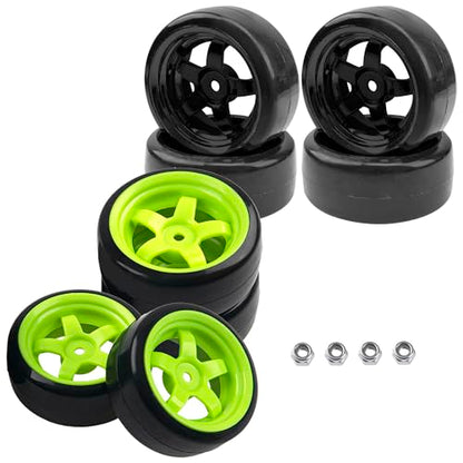 5-Spoke Hard Plastic Wheel Rims & Plastic Tires 12mm Hex & 1/10 RC Drift Tire Hard Plastic Tires & 12mm Hex Hub Wheel Rims