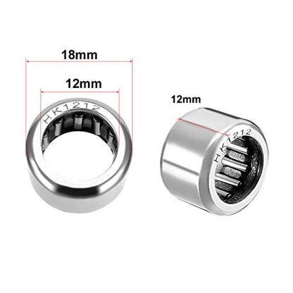 uxcell HK1212 Drawn Cup Needle Roller Bearings, Open End, 12mm Bore Dia, 18mm OD, 12mm Width (Pack of 10) - size: 12x18x12mm