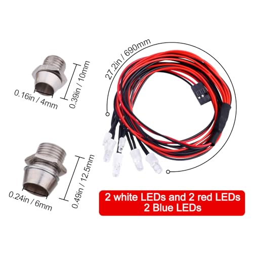 HobbyPark 6 LED RC Light Kit Headlights Taillight LEDs for Traxxas Slash Rustler Arrma Axial SCX10 Redcat RC4WD HPI Truck Tamiya Crawler Body Shell Parts