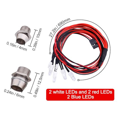 HobbyPark 6 LED RC Light Kit Headlights Taillight LEDs for Traxxas Slash Rustler Arrma Axial SCX10 Redcat RC4WD HPI Truck Tamiya Crawler Body Shell Parts