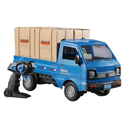 GoolRC Remote Control Car Kei Truck, 1:16 Scale RC Transport Pickup Truck with Spray and Light, 2.4GHz All Terrain RC Cars for Teens and Adults Christmas or Birthday Gift (Blue) - color: Blue