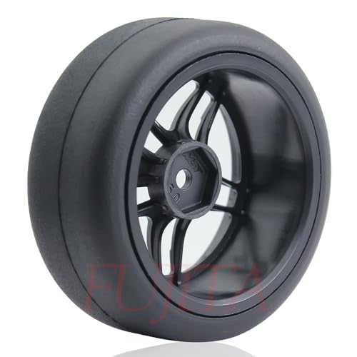 fujita 1/10 RC Rally Racing Drift Tires and Hard Plastic Wheels 65mm OD for Tamiya XV01 XV02 TT02 PTG HSP HPI RGT Kyosho FAZER MK2 PTG (Black) - color: Black