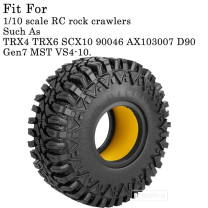 1.9 Inch RC Crawler Tires Skins Soft Rubber Off-Road Tyres for 1/10 TRX4 TRX6 SCX10 90046 AX103007 D90 Gen7 MST VS4-10,RCHuiWow High Grip Mud Terrain Tyres,Styled - style: StyleD(4pcs)