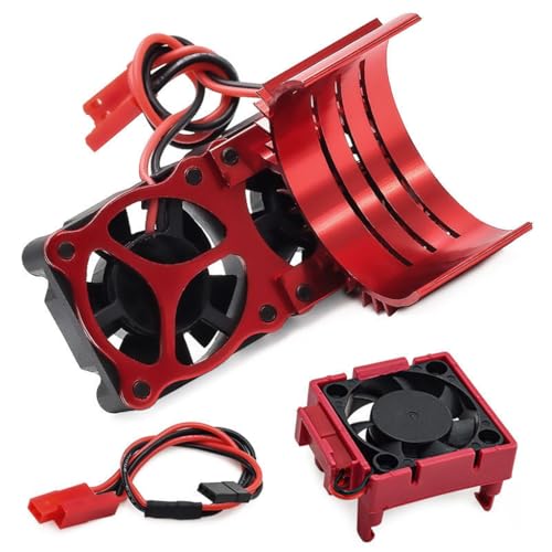 ESC/Motor Cooling Fan Heatsink Set RC Parts for TRAXXAS VXL-3S Slash/Rally/Bandit/Stampede 2WD 4WD RC Car (Red) - color: Red