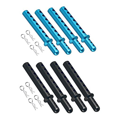 Replacement Part For Set Of 4 Body Post Mount W/R-Clip Pins For 1/10 1/8 Racing On-road RC Car - (Color: Black) - color: Black
