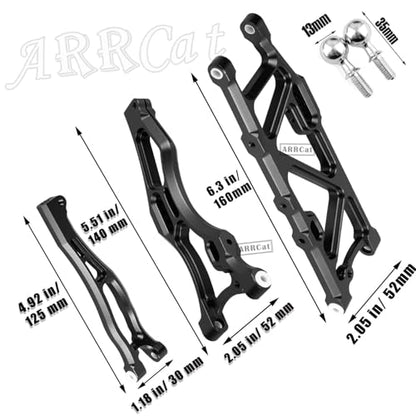 Aluminum Front & Rear Suspension Arms Upgrades Part for 1/8 Outcast 6S BLX,Kraton 6S BLX,Notorious 6S BLX,Talion 6S BLX,ARRCat 6pcs Lower Upper Swing Arm Set Hops up w/Pivot Balls,Black - color: Black - Upgrades 2022