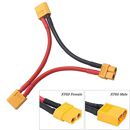 2Packs XT60 Serial Series Battery Connector 12AWG Soft Silicone Wire Cable Adapter for RC Lipo Battery Helicopter Quadcopter - style: XT60 Series Connector