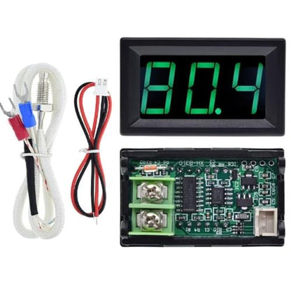 12V Green Fahrenheit Digital Temperature Gauge -58F~239F LED Display Screen with Terminal Wire and 0.5 Meter K-Type Thermocouple