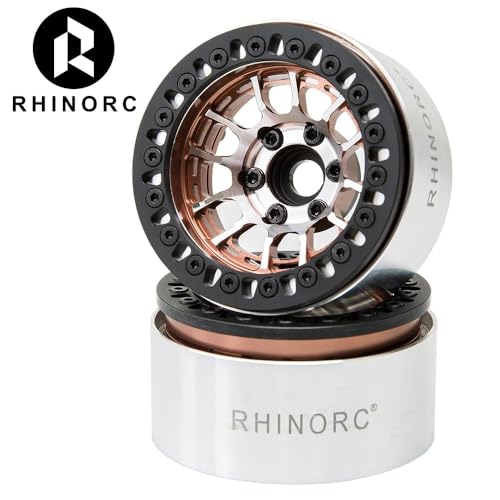 RhinoRC MOZA 1.9 Inch Negative Offset Aluminum Wheel Rim 4PCS Beadlock RC Tires for 1/10 RC Crawler Axial SCX10 RR10 Wraith TRX4 TRX-6 (WH1907) - color: Wh1907
