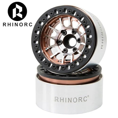 RhinoRC MOZA 1.9 Inch Negative Offset Aluminum Wheel Rim 4PCS Beadlock RC Tires for 1/10 RC Crawler Axial SCX10 RR10 Wraith TRX4 TRX-6 (WH1907) - color: Wh1907
