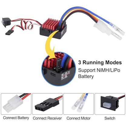 2-3s 60A Brushed ESC Waterproof Electronic Speed Controller with Switch Mode BEC for 1/10 Scale RC Crawler Car Trucks Upgrade (Tamiya Plug) - style: Tamiya Plug