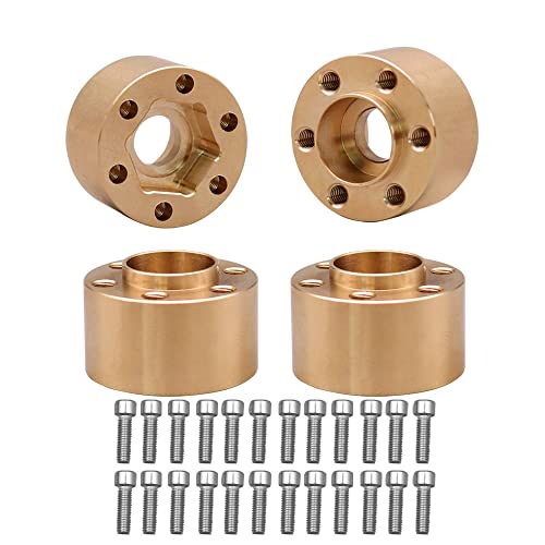 4Pcs Brass Weights 1.9 2.2 Inches Beadlock Wheels 12mm Hex Wheel Hub Widen Adapters for SCX10 TRX4 1/10 RC Crawler Upgrades (Gold, 12mm) - color: Gold, size: 12mm