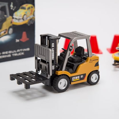 1/64 RC Forklift with Trailer, 2.4G Alloy Remote Control Forklift for Adults, Mini Forklift Truck with Cargo Hook/Forks/Pallet, RC Engineering Vehicle, Gift Collectibles - style: 1/64 RC Forklift, Yellow
