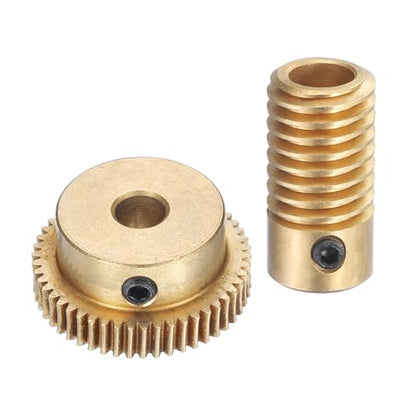 uxcell Worm Gear Set - 0.5 Module 50:1 Reduction Rate 6mm Hole Dia Gear Shaft and 6mm Hole Dia Gear Wheel 50T Drive Gear Box (Brass) - size: 6mmx5mm Bore, style: 0.5 Mod 50T