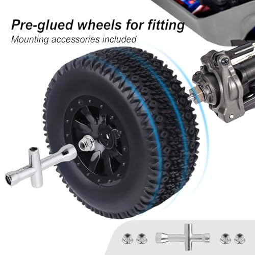 HobbyPark Pre-Glued RC Tires and Wheels 12mm Hex for 1/10 Scale RC Short Course Truck Traxxas Slash 4x4 2WD BL-2S, Redcat Blackout XTE SC TR10, Losi 22S SCT, 4PCS (Style C) - style: Style C