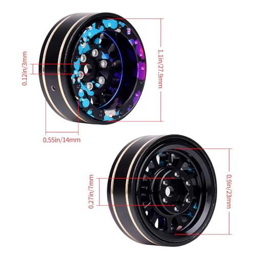 HobbyPark Graffiti Splash Anodized 1.0 Plus Beadlock Wheels -4mm Negative Offset Deep Dish 1.1 Beadlocks Rims for 1/18 1/24 RC Crawler TRX4M Ascent18 SCX24 FCX24 Upgrades Parts
