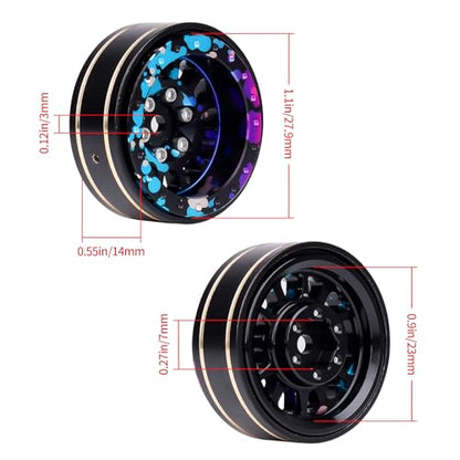 HobbyPark Graffiti Splash Anodized 1.0 Plus Beadlock Wheels -4mm Negative Offset Deep Dish 1.1 Beadlocks Rims for 1/18 1/24 RC Crawler TRX4M Ascent18 SCX24 FCX24 Upgrades Parts