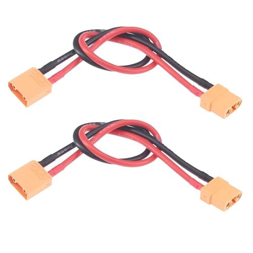 2 pcs XT90 Male Plug Connector to XT90 Female Plug Connector Adapter Extension Cable with 30cm 12AWG Silicone Wire