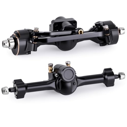 RC Front and Rear Axles CNC Machined Axle Upgrade Parts for 1/30 Axial SCX30 RC Crawler Accessories (Black) - color: Black