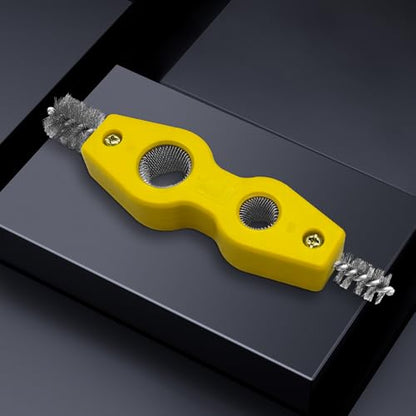 4 in 1 Car Battery Cleaning Brush, Battery Terminal Cleaner, Anti-Rust Auto Battery Cleaner Brush Tool with Steel Wire, Vehicle Battery Terminals Machine Parts Cleaning Tool for Cars (Yellow) - color: Yellow