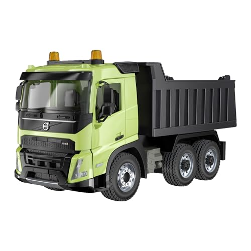 DOUBLE E Volvo FMX 1:20 RC Dump Truck - 2.4GHz Anti-Interference Remote Control Construction Toy with 360° Movement, Lift & Dump, LED Lights & Realistic Sounds for Adults - style: dump truck