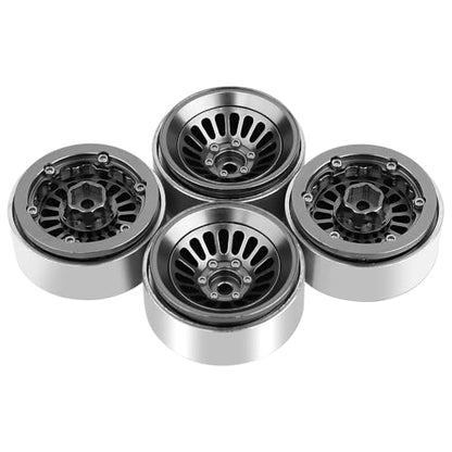 CNC 1.3" Beadlock Wheel Rim for SCX24 1/24 TRX4M Ascent18 1/18 RC Crawler Aluminium Upgrade Part (Gray) - color: Gray