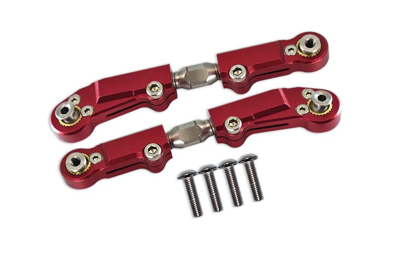 6pc setUpgrades Aluminum+Stainless Steel Adjustable Front Steering Tie Rod Team CORALLY 1/10 SKETER XL4S Brushless Moster Truck C-00191 RC Cars by GPM (red)