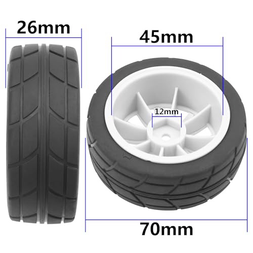4Pack Vgoohobby OD70mm RC 1/10 On Road Rubber Tires w/Plastic Wheel Rims 12mm Hex Compatible with HSP HPI Redcat Tamiya Traxxas Kyosho 1/10 RC On Road Racing Touring Car (White) - color: White